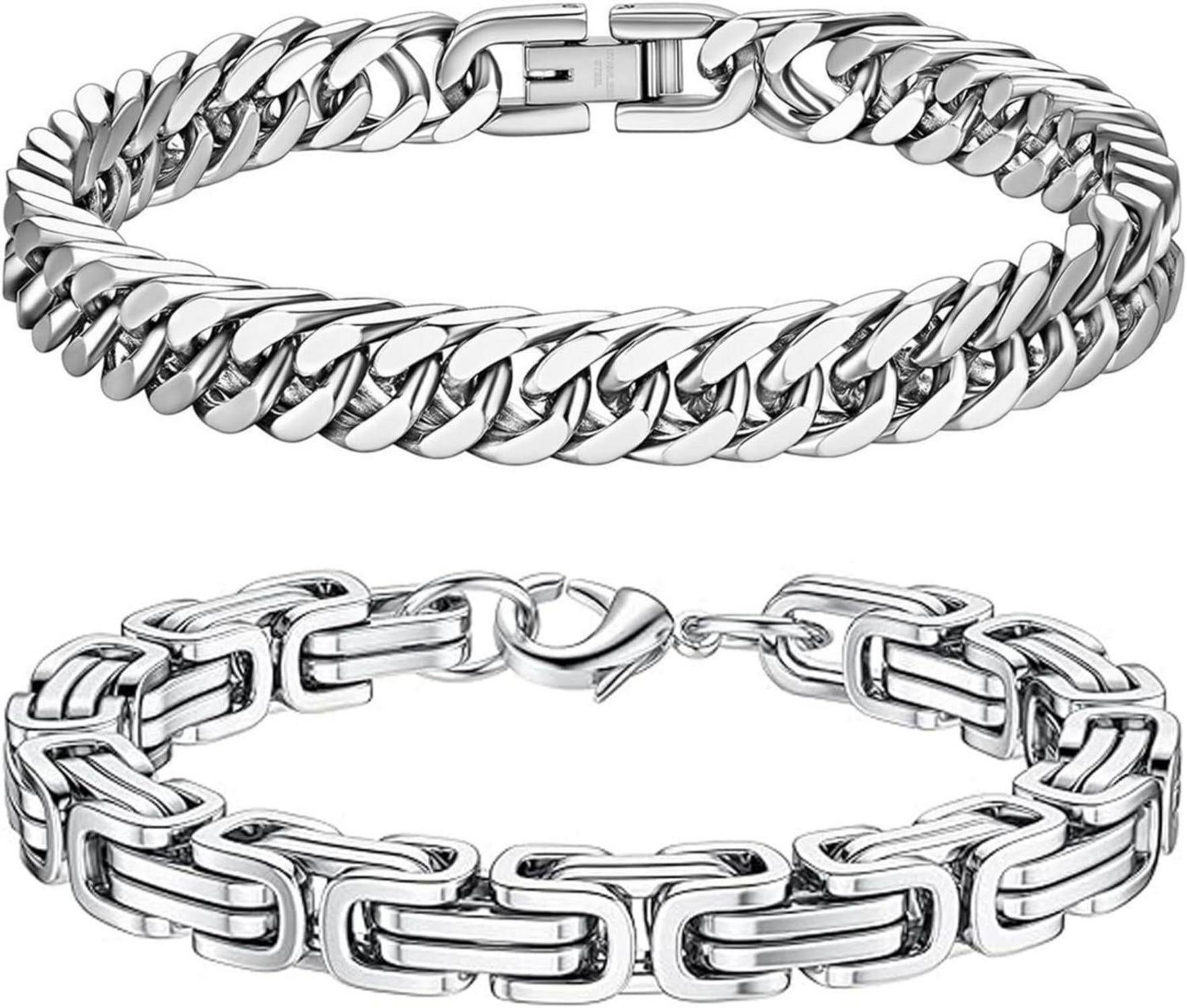 LOCCY Silber Edelstahl Herren Armband Panzerkette Glieder Link