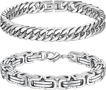 LOCCY Silber Edelstahl Herren Armband Panzerkette Glieder Link