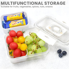 Bugucat Snackbox mit Deckel und 2 Fächern, Kunststoff Snackschale für Nüsse und Obst