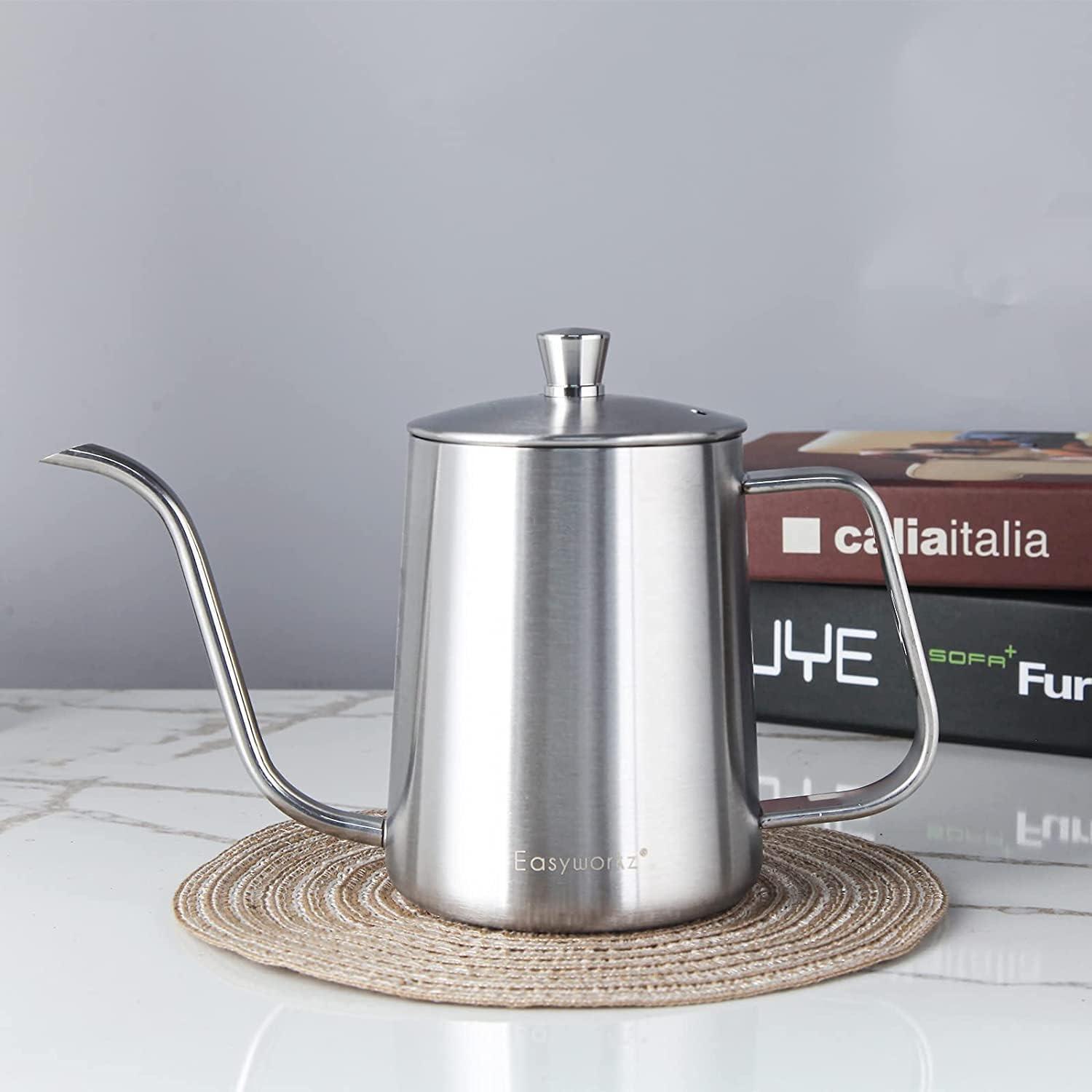 Gooseneck Pour Over Kaffeekessel Edelstahl 304 mit Thermometer 600ml