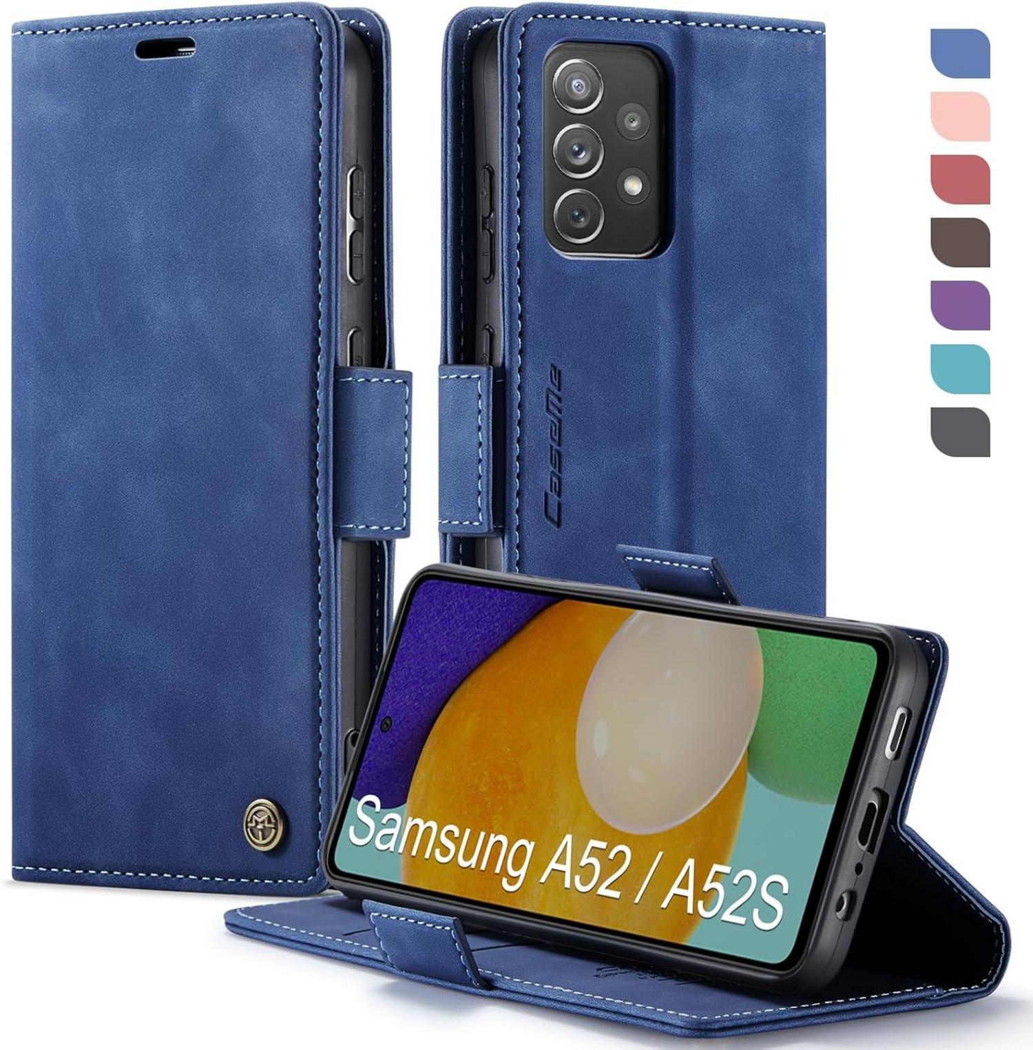 Samsung Galaxy A52/A52S Klapphülle PU Leder RFID Schutz Blau
