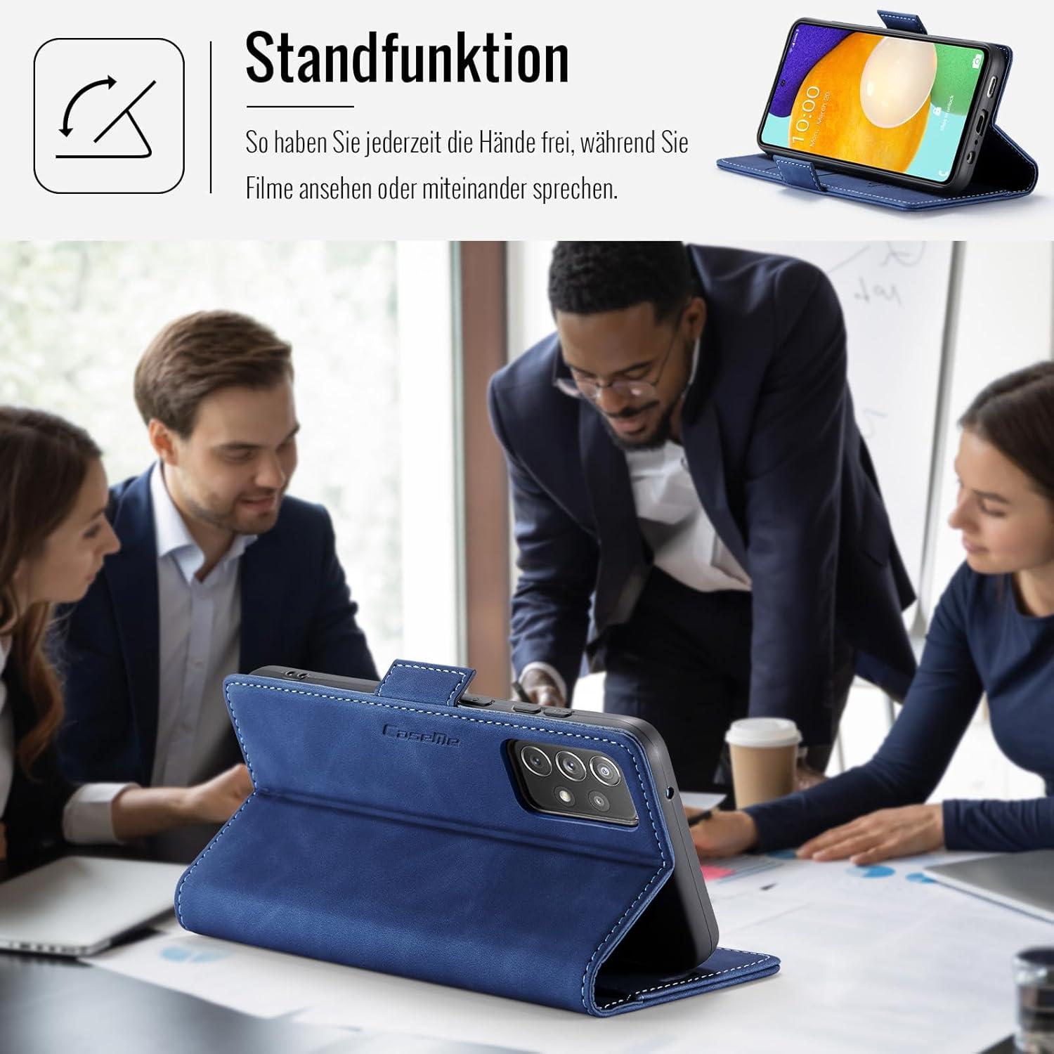 Samsung Galaxy A52/A52S Klapphülle PU Leder RFID Schutz Blau