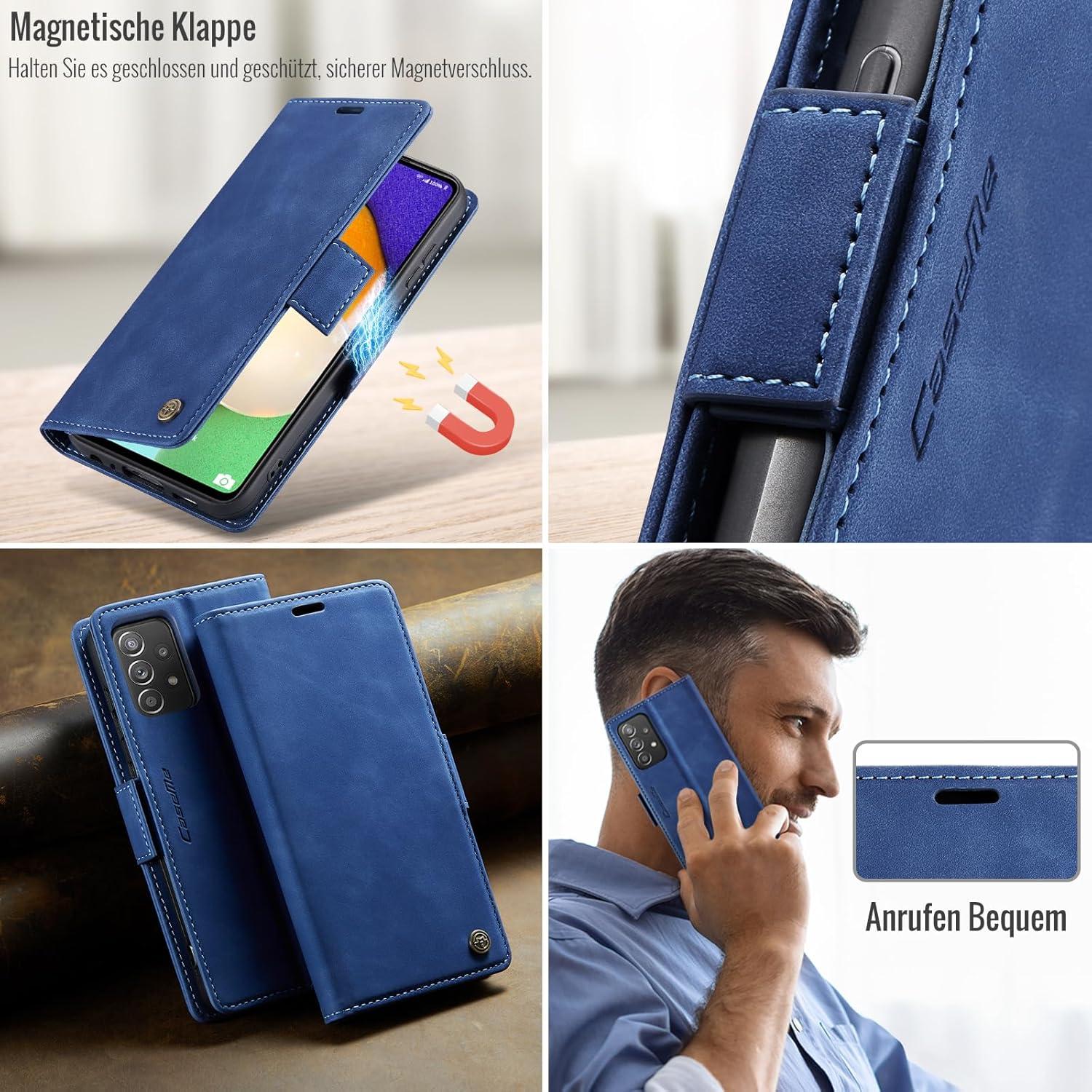 Handyhülle Samsung Galaxy A52/A52S Flip Wallet Blau RFID NFC Schutz