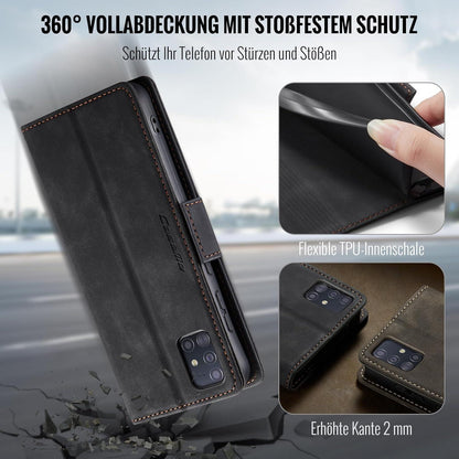 Samsung Galaxy A51 4G Handyhülle Klapphülle PU Leder RFID Schutz Schwarz