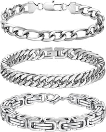 Edelstahl Armband Set Silber Panzerkette Figaro Glieder 8mm 21cm