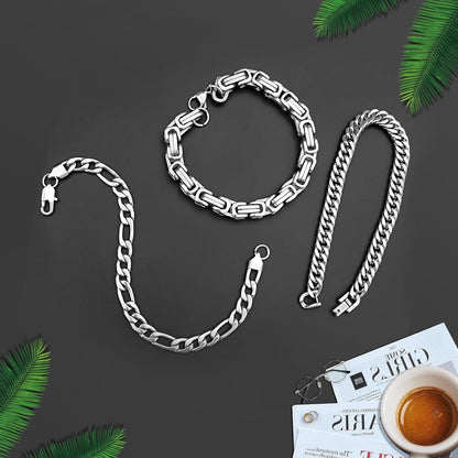 LOCCY Herren Armband Silber Edelstahl Gliederarmband 8mm 21cm