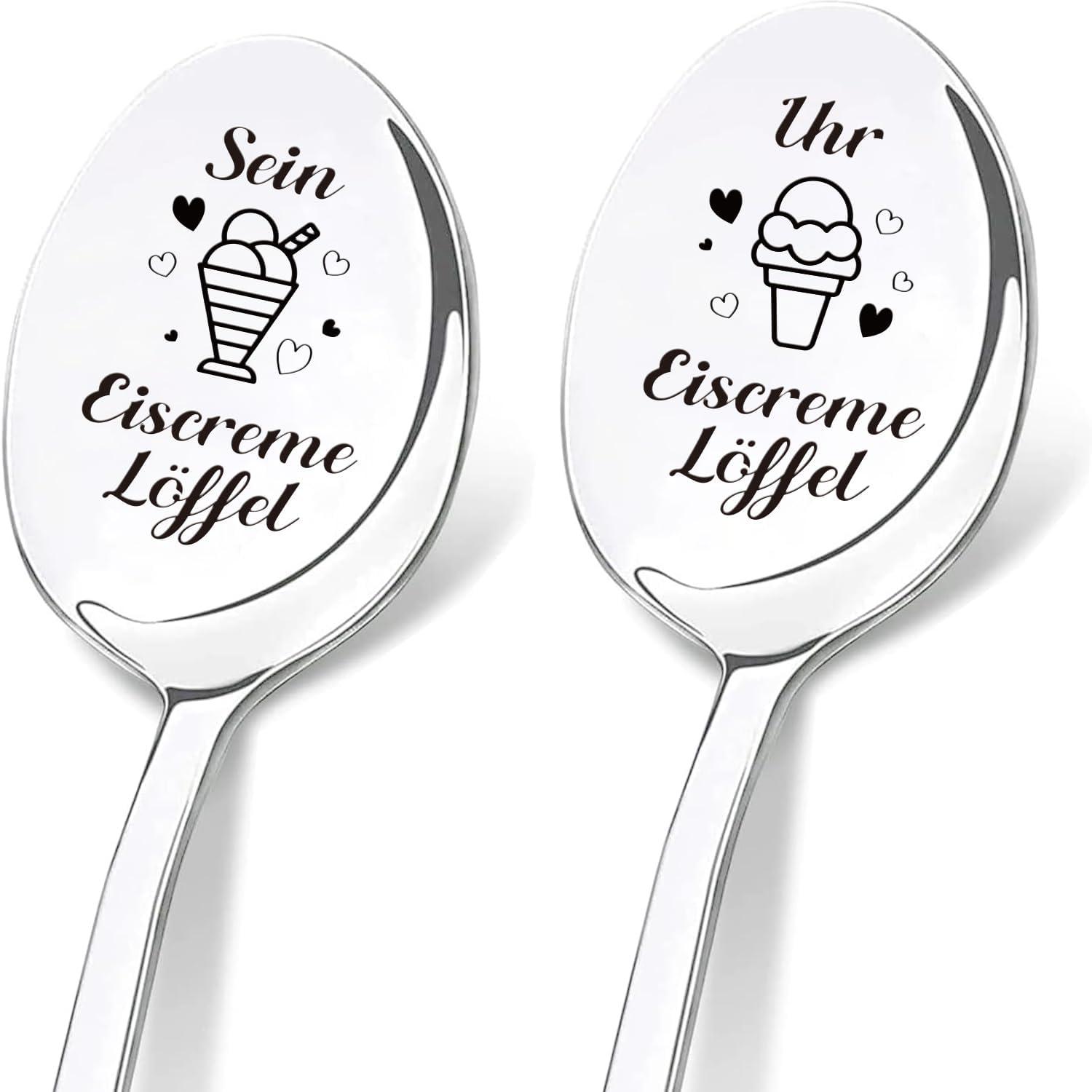 Personalisierte Eislöffel mit Gravur, Geschenkbox, Edelstahl