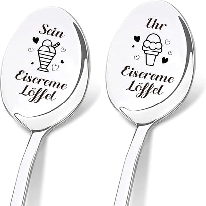 Personalisierte Eislöffel mit Gravur, Geschenkbox, Edelstahl