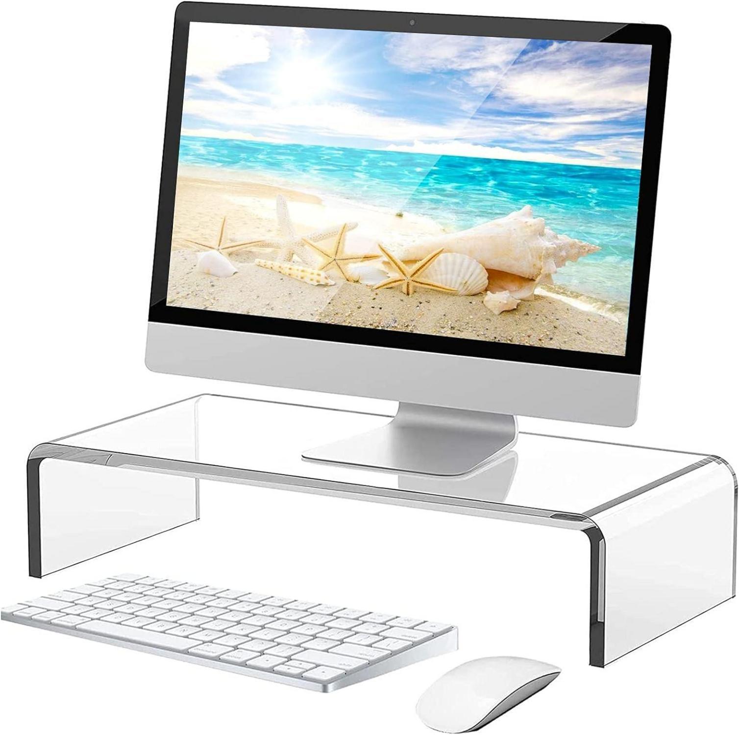 Acryl Monitorständer Bildschirmerhöhung Laptop PC 34x19x10cm