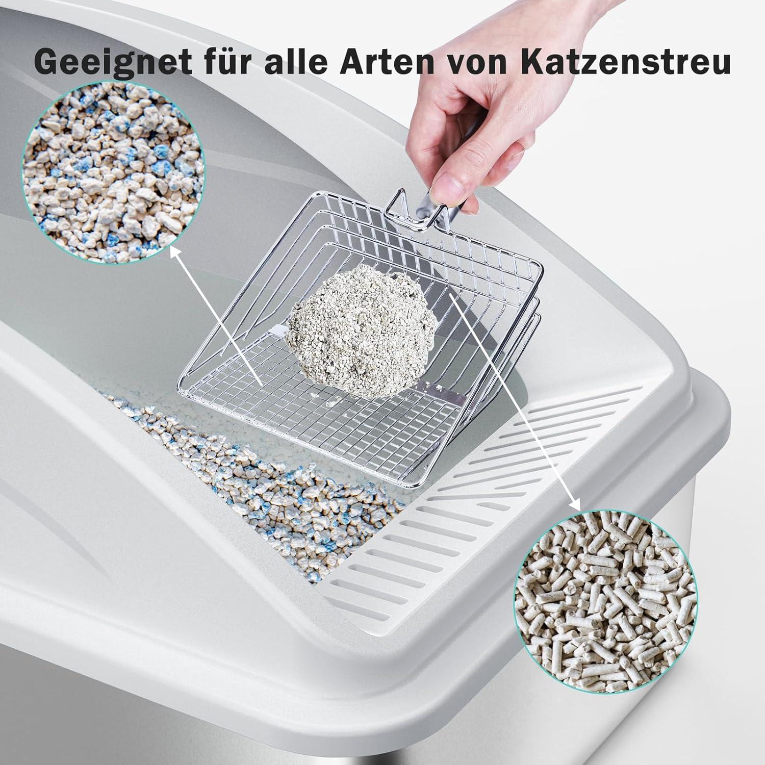 Katzentoilette XXL Edelstahl Katzenklo Offene mit Metall Schaufel