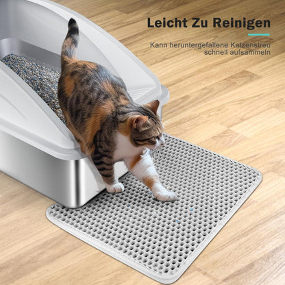 Katzentoilette XXL Edelstahl Groß Hohem Rand Metallschaufel