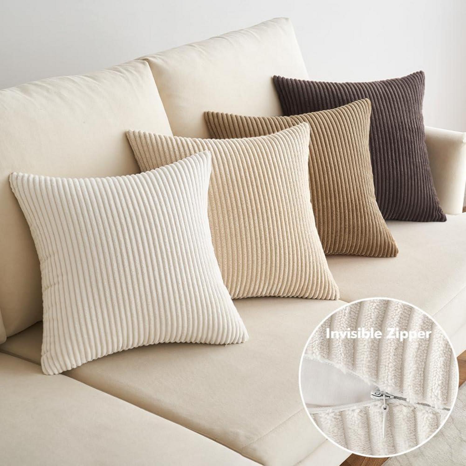 EMEMA Kissenbezüge Kordsamt 4er Set 45x45 cm Braun Serie