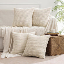 4er Set Kordsamt Kissenbezüge 40x40cm Beige Moderne Deko Sofa Kissen