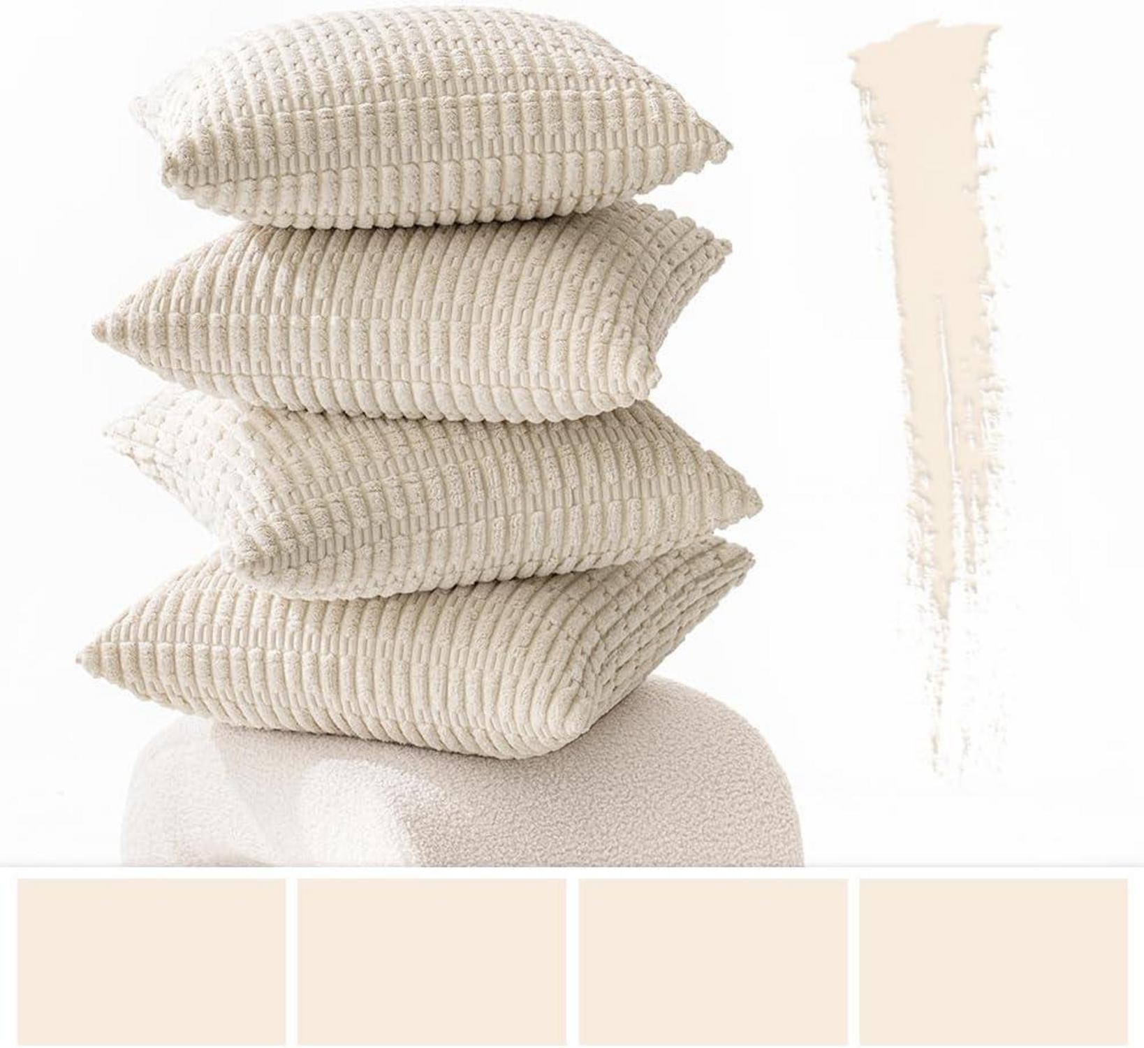 MIULEE 4er Set Kordsamt Kissenbezüge 40x40 cm Beige Sofa