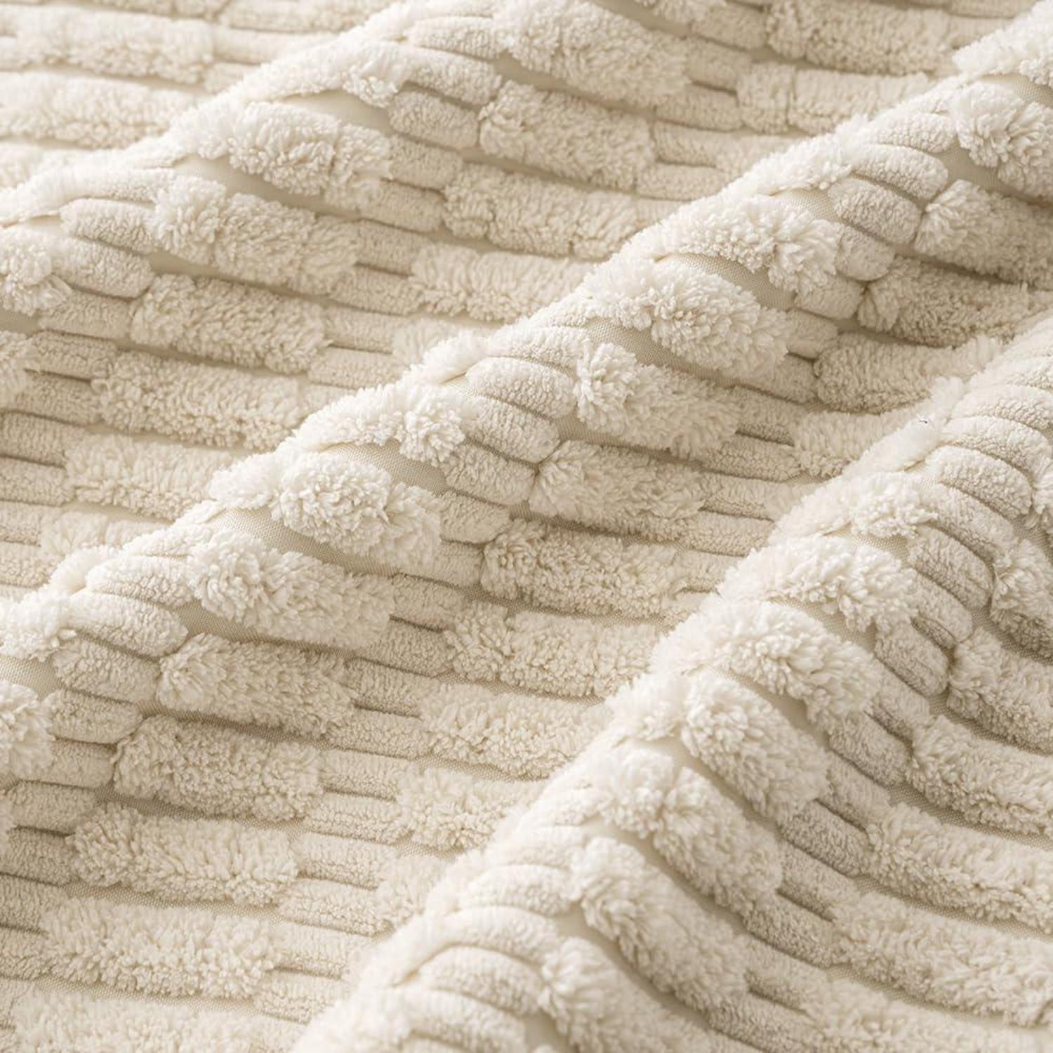 4er Set Kordsamt Kissenhüllen Beige 40x40 cm