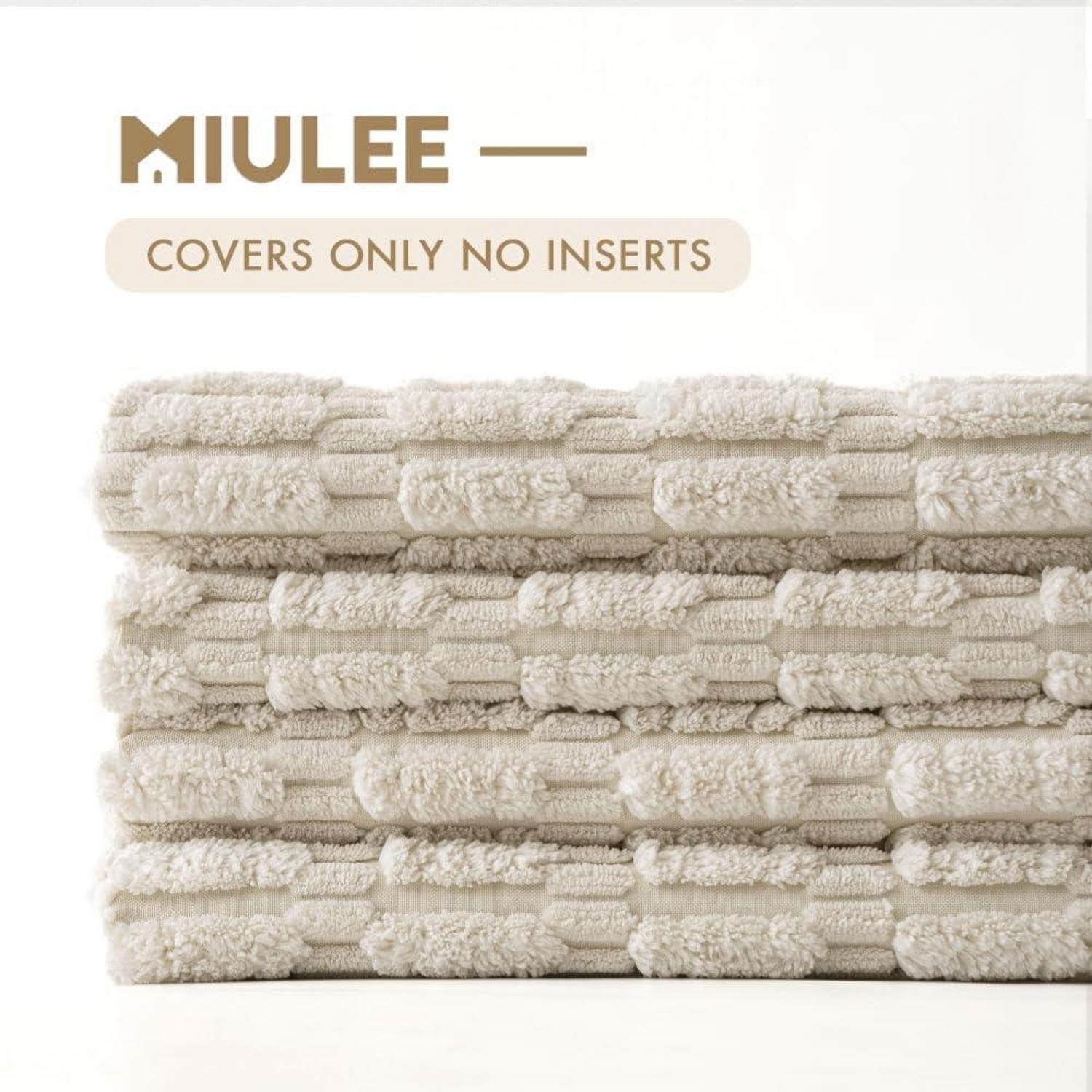 4er Set 40x40 cm Kordsamt Kissenbezüge Beige Moderne Sofakissen
