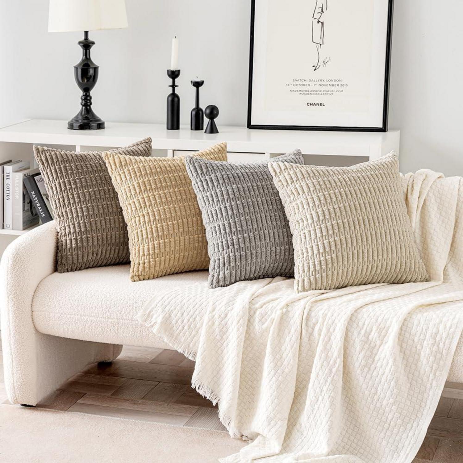 Kordsamt Kissenbezüge 40x40 cm 4er Set Dekorative Sofakissen Hüllen - Boho Dekor