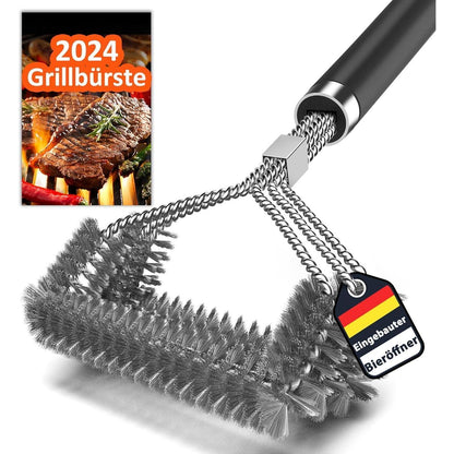 Premium Grillbürste langer Stiel Flaschenöffner grillzubehör