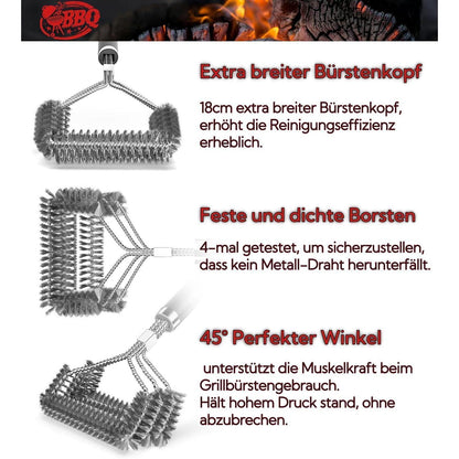 Premium Grillbürste langer Stiel Flaschenöffner grillzubehör