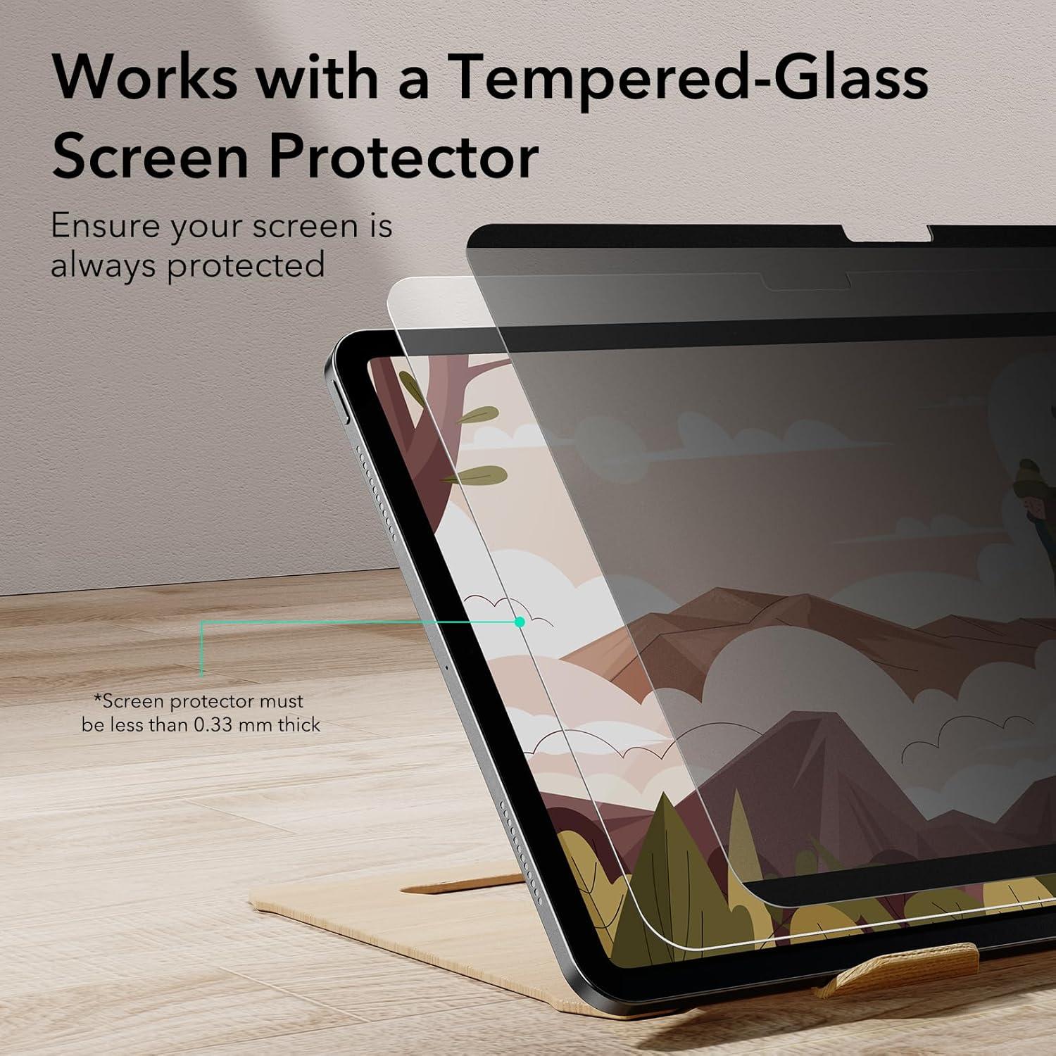iPad Pro 11 Zoll 2024 Sichtschutzfolie 30 Grad Anti Spionage Magnetisch