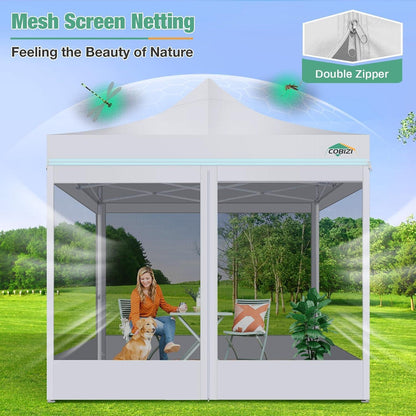 Faltpavillon 3x3m mit Moskitonetz & UV-Schutz – Weiß