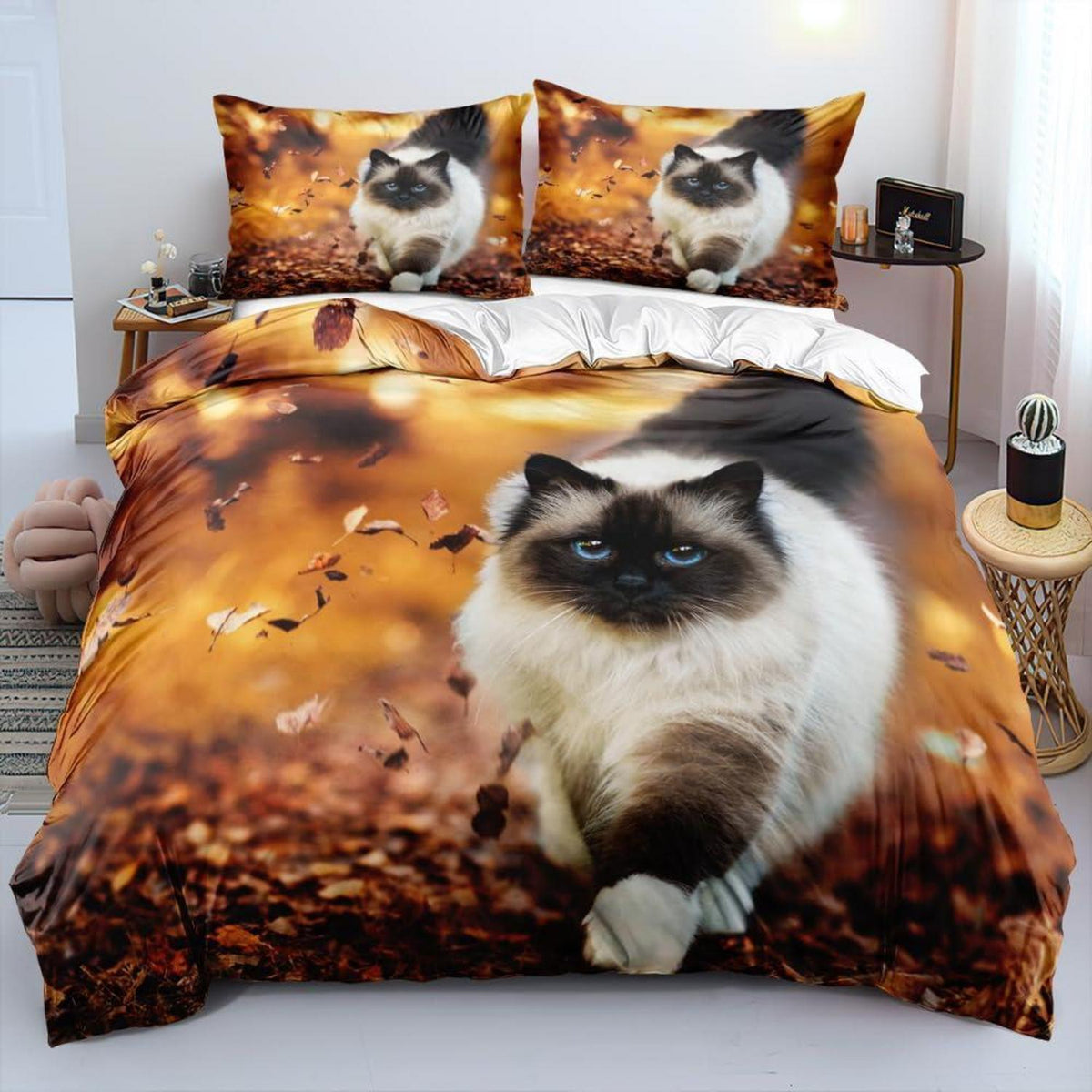 3D Katzen Bettwäsche Set 135x200cm, 4-teilig, Mikrofaser