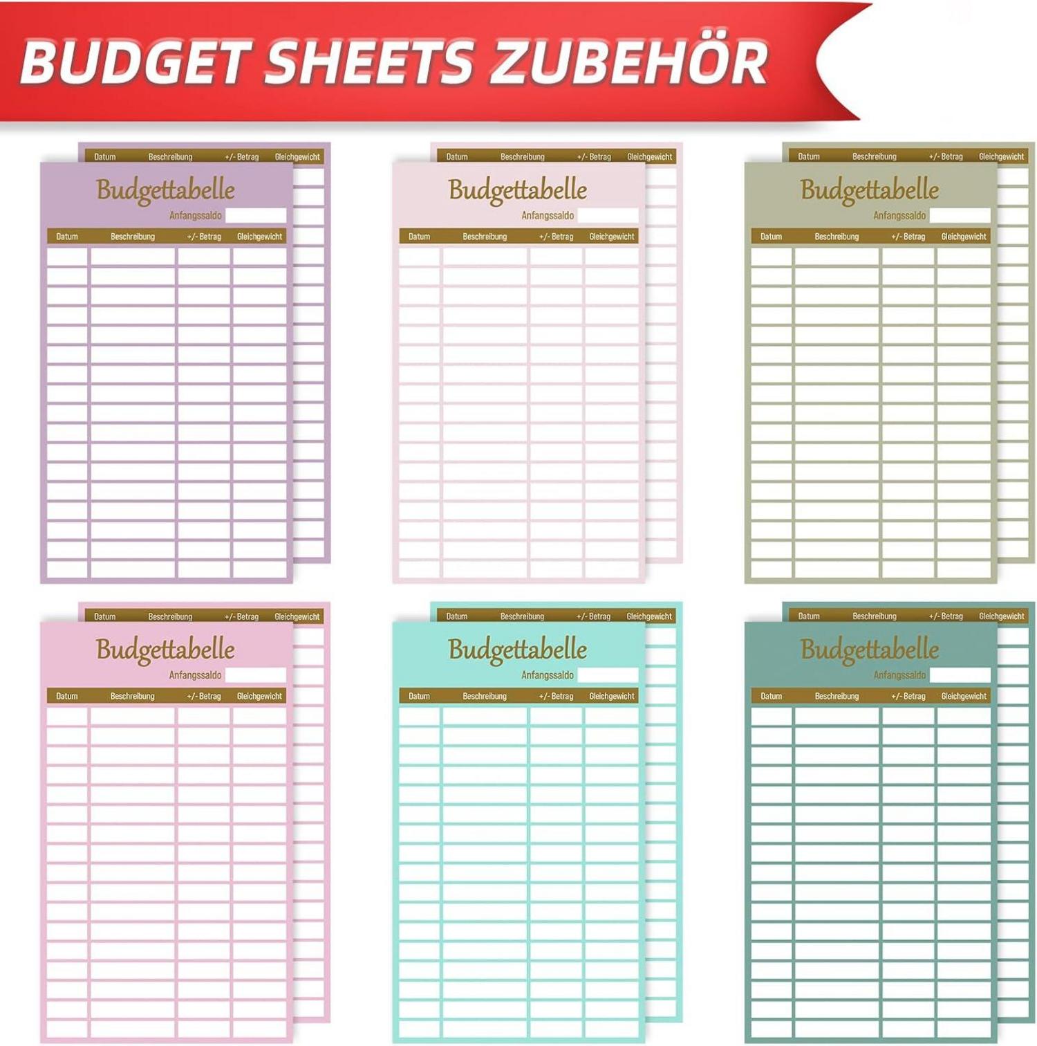 A6 Budget Planner Zubehör, Budget Sheets für Binder, Kosten Tracker
