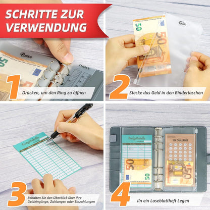 A6 Budget Planner Deutsch Zubehör 96er Set 182 Seiten 8 Farben Kosten