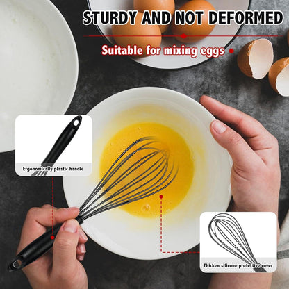 Schneebesen Silikon Set Schwarz Rührbesen Ballonschneebesen