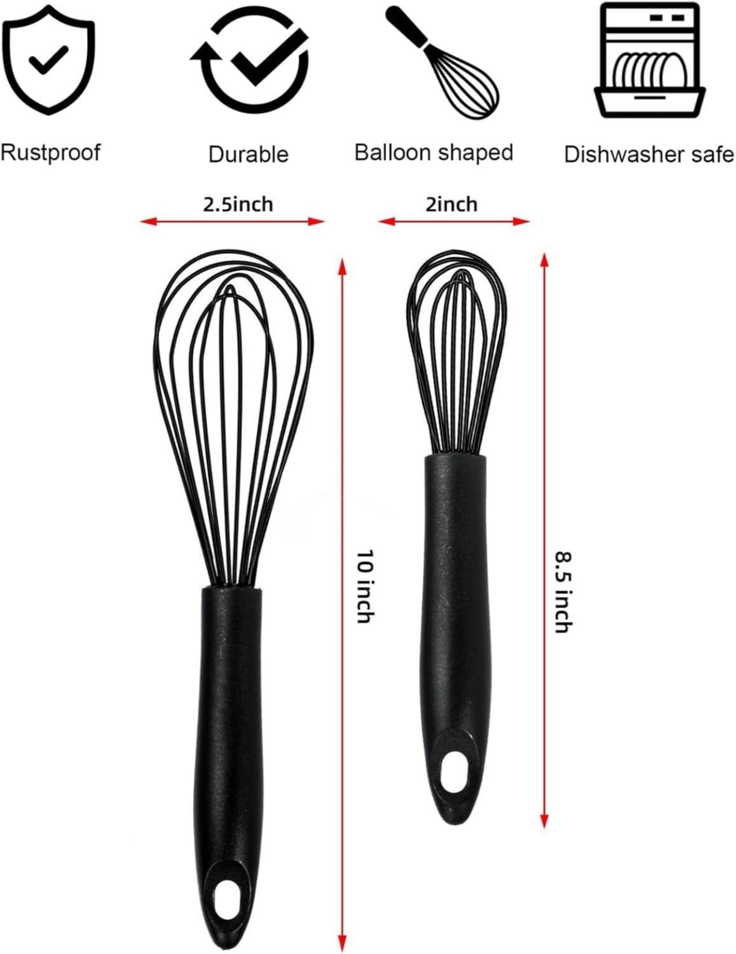 Schwarzes Silikon Schneebesen Set, Rührbesen, Ballonschneebesen 2