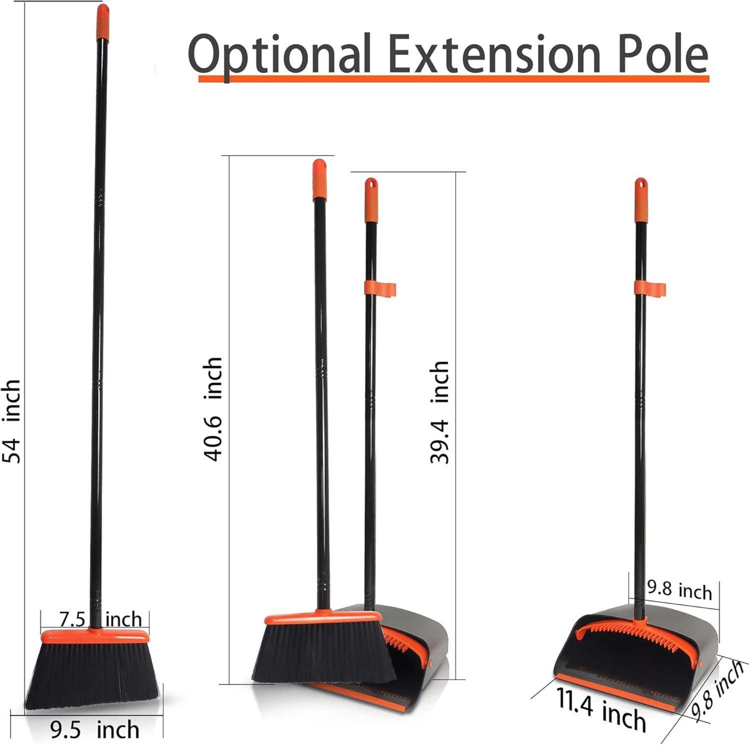 Besen und Kehrschaufel Set mit Stiel 137 cm, Kehrbesen und