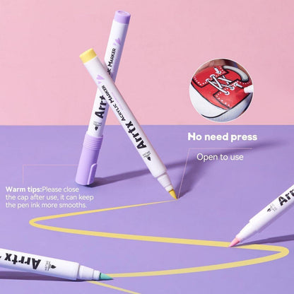 Acrylmarker Stift-Set 60 Farben | Wasserfest, Pinselspitze, DIY