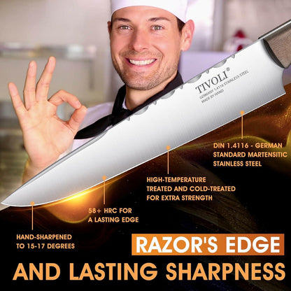 Profi Kochmesser Japanisches Stahl Ergonomischer Griff Rot