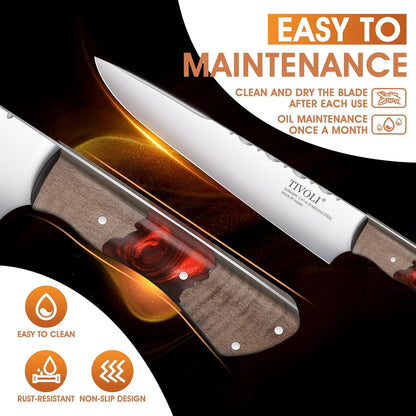 TIVOLI Chefmesser Profi aus Stahl mit Griff aus Harz Rot in eleganter Geschenkbox