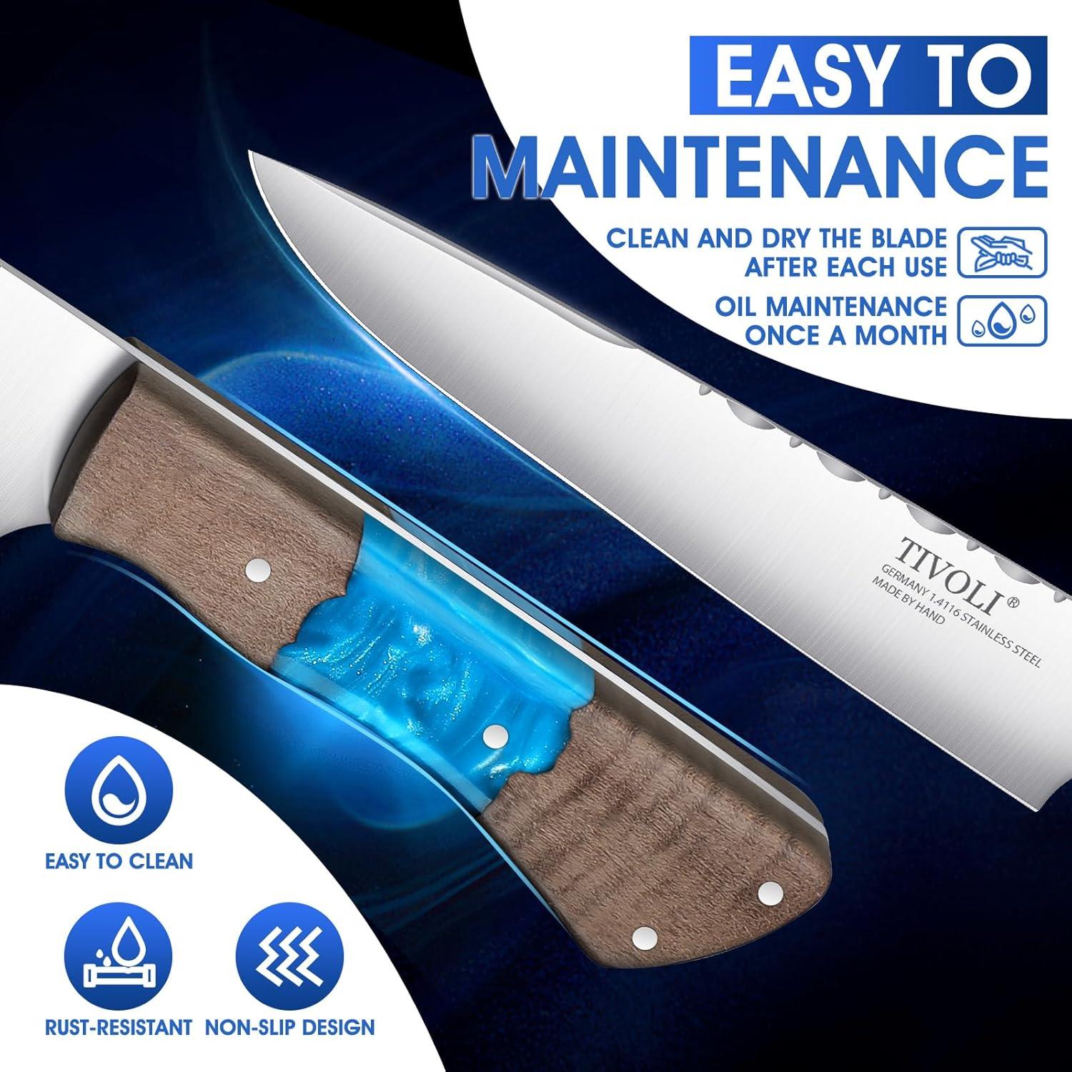 Scharfes Japanisches Kochmesser aus 1.4116 Stahl Blau - Geschenkbox inklusive