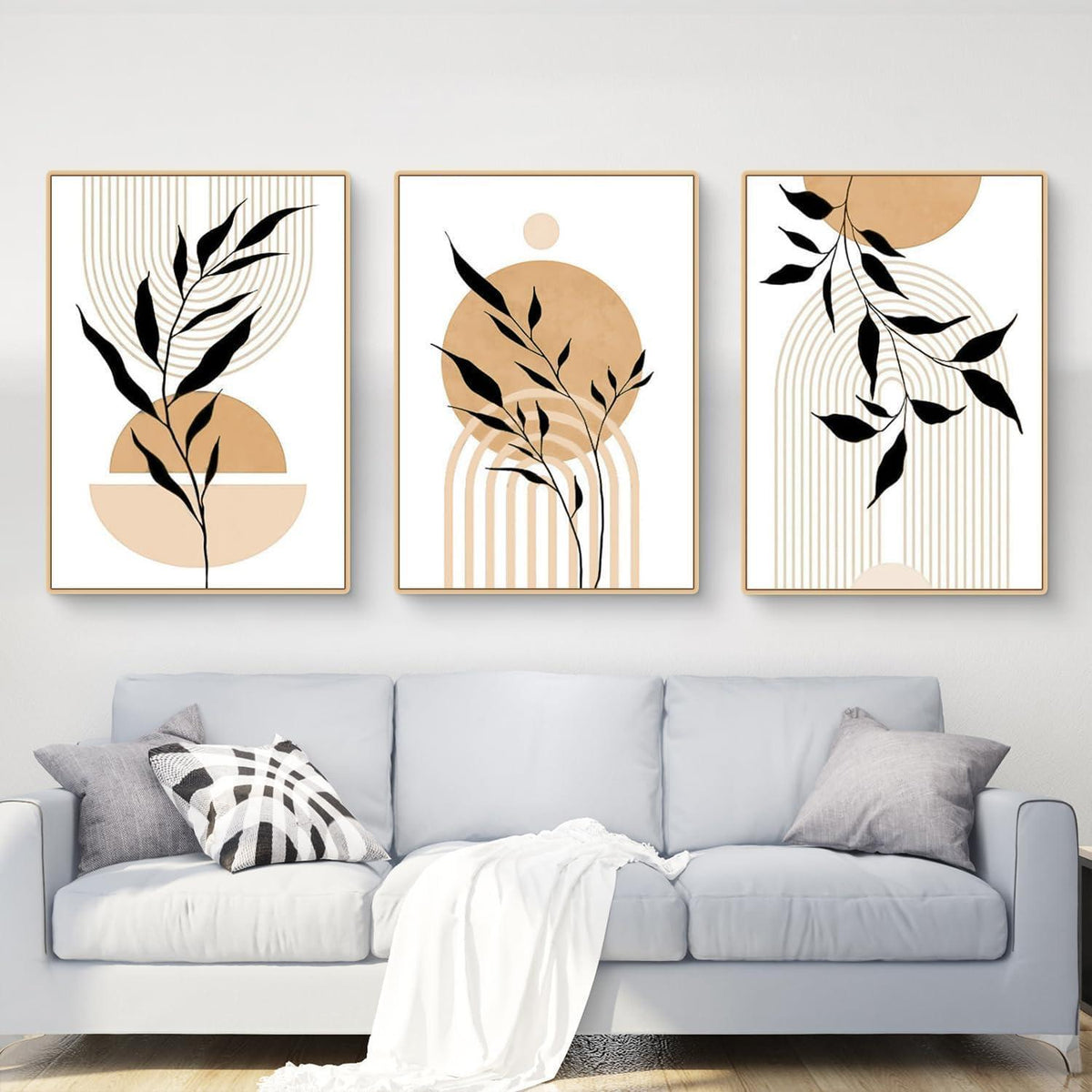 3er Poster Set Boho Blätter Wandbilder Abstrakt Kunstdruck 30x40cm