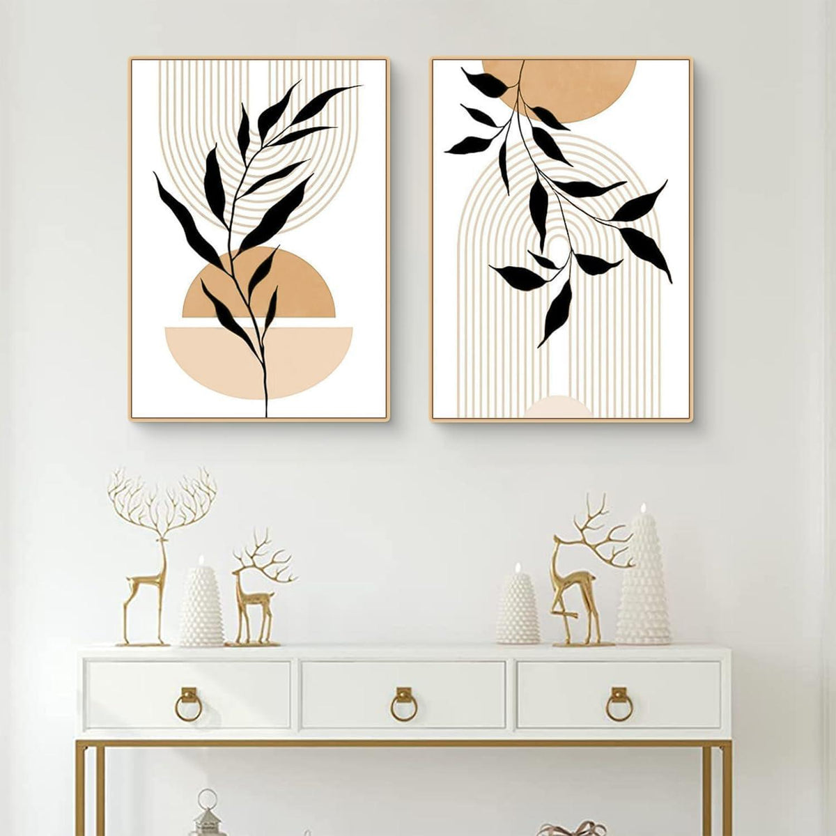 3er Poster Set Boho Blätter Wandbilder Abstrakt Kunstdruck 30x40cm