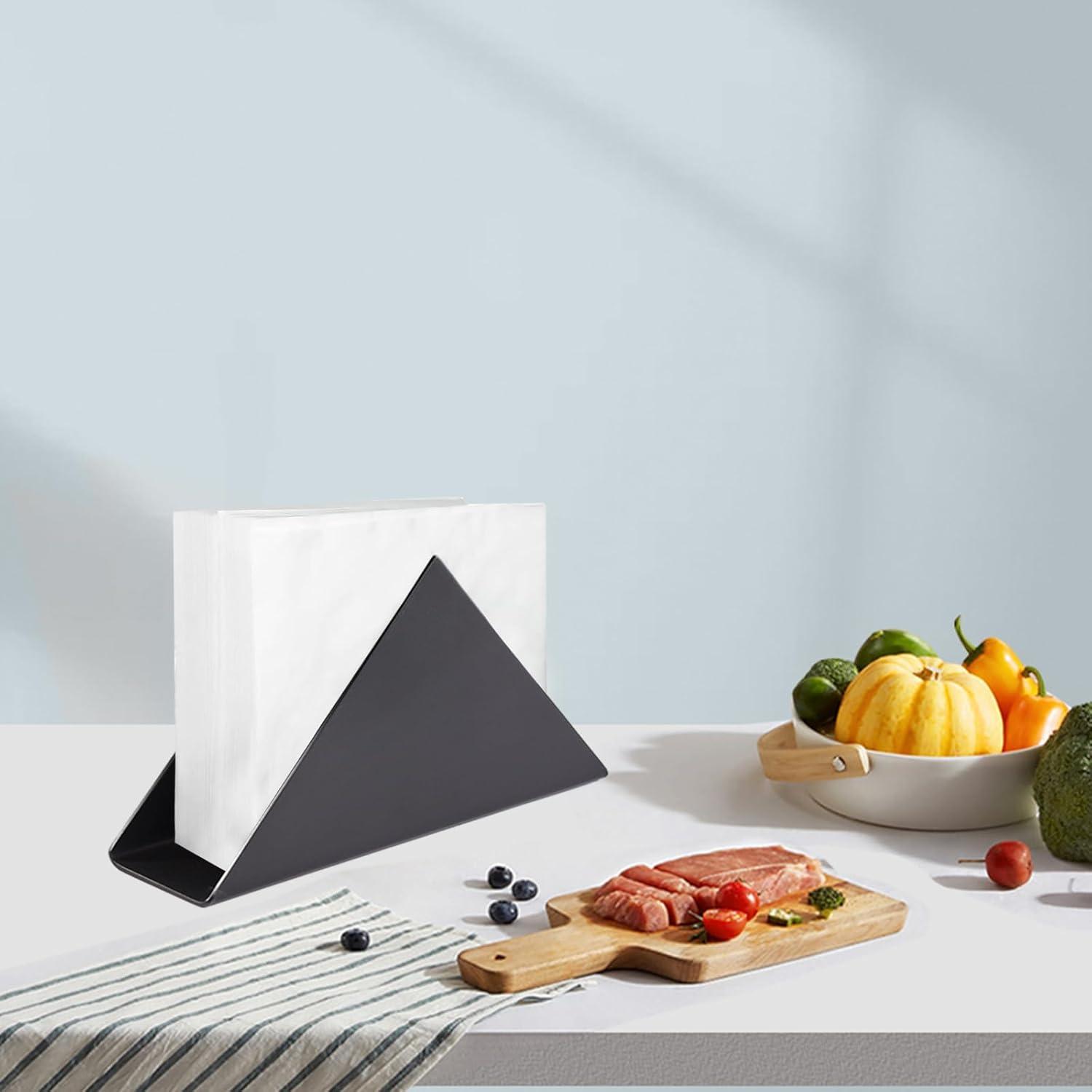 Serviettenhalter Schwarz Metall Dreieckiges Design 2er Set