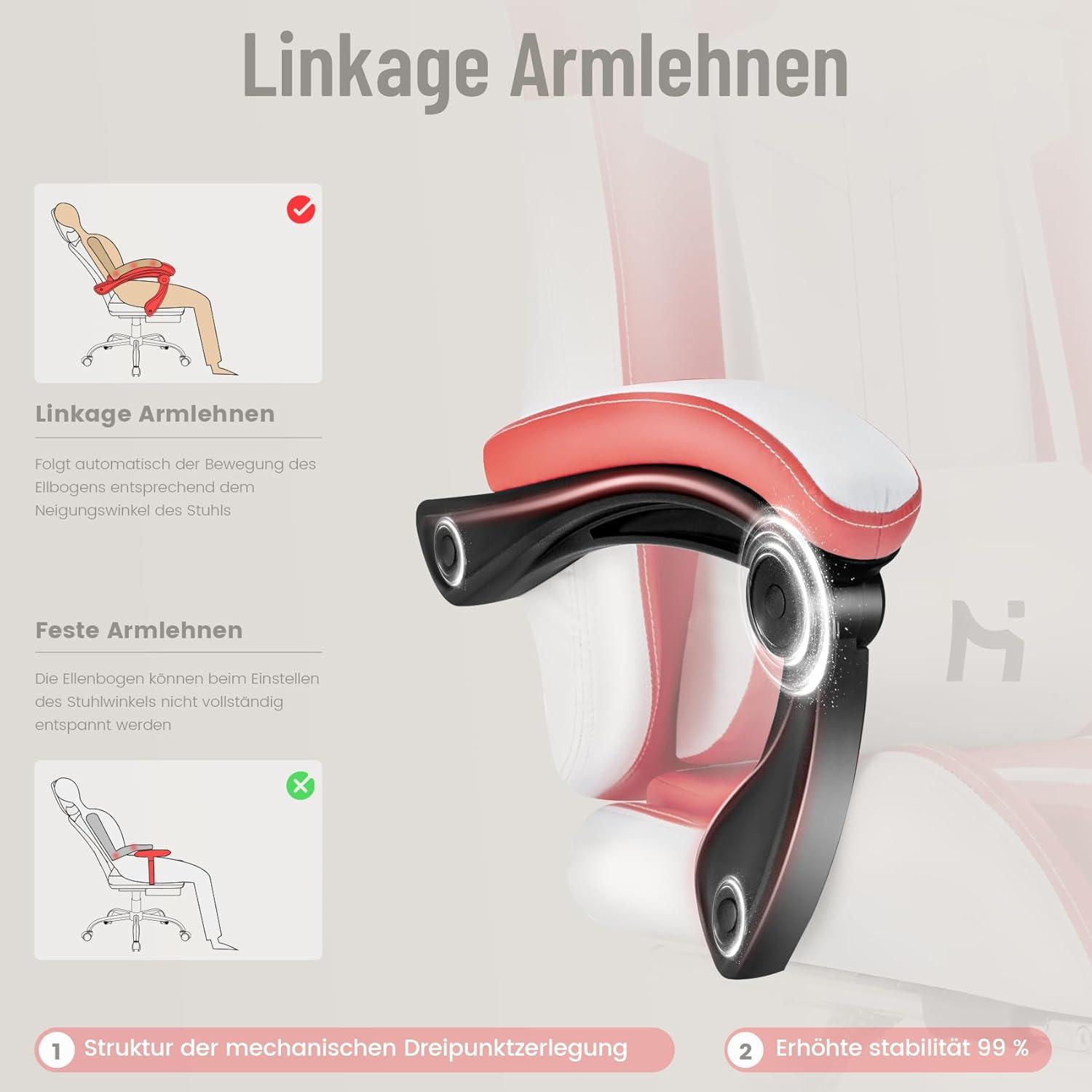 Gaming Stuhl Bürostuhl Ergonomisch Höhenverstellbar 200 kg Tragfähigkeit