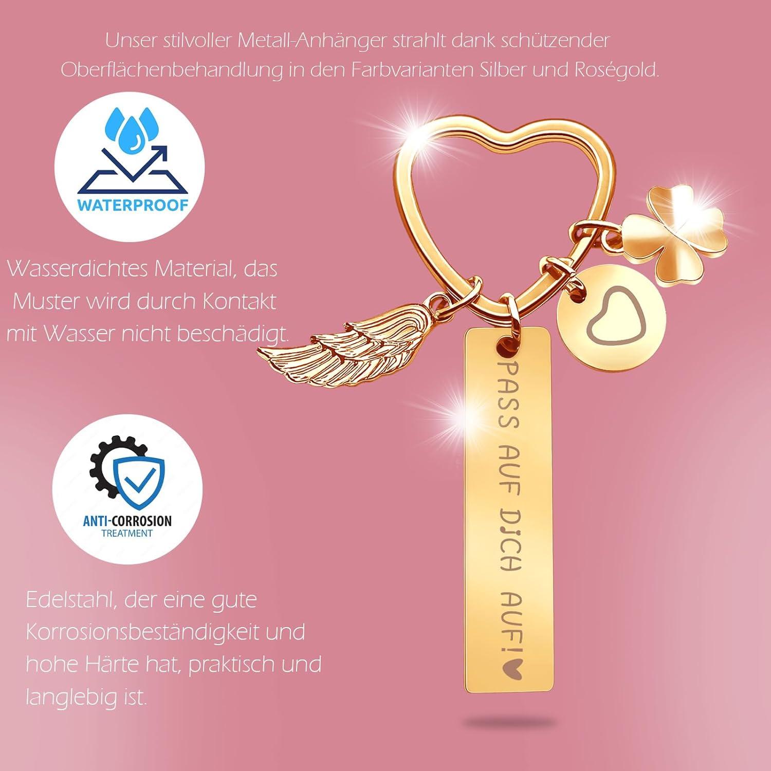 Sugeru Herz Schlüsselanhänger personalisiert Geschenk Frauen Freundin Mama - Gold