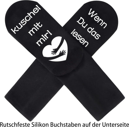 Jeasona Socken Damen Herren Schwarz Baumwolle Rutschfest
