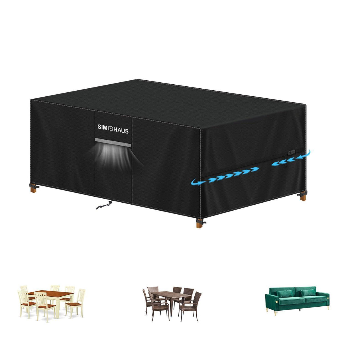 Wasserdichte Gartenmöbel Abdeckung 140x80x80cm – Schutzhülle für Möbel