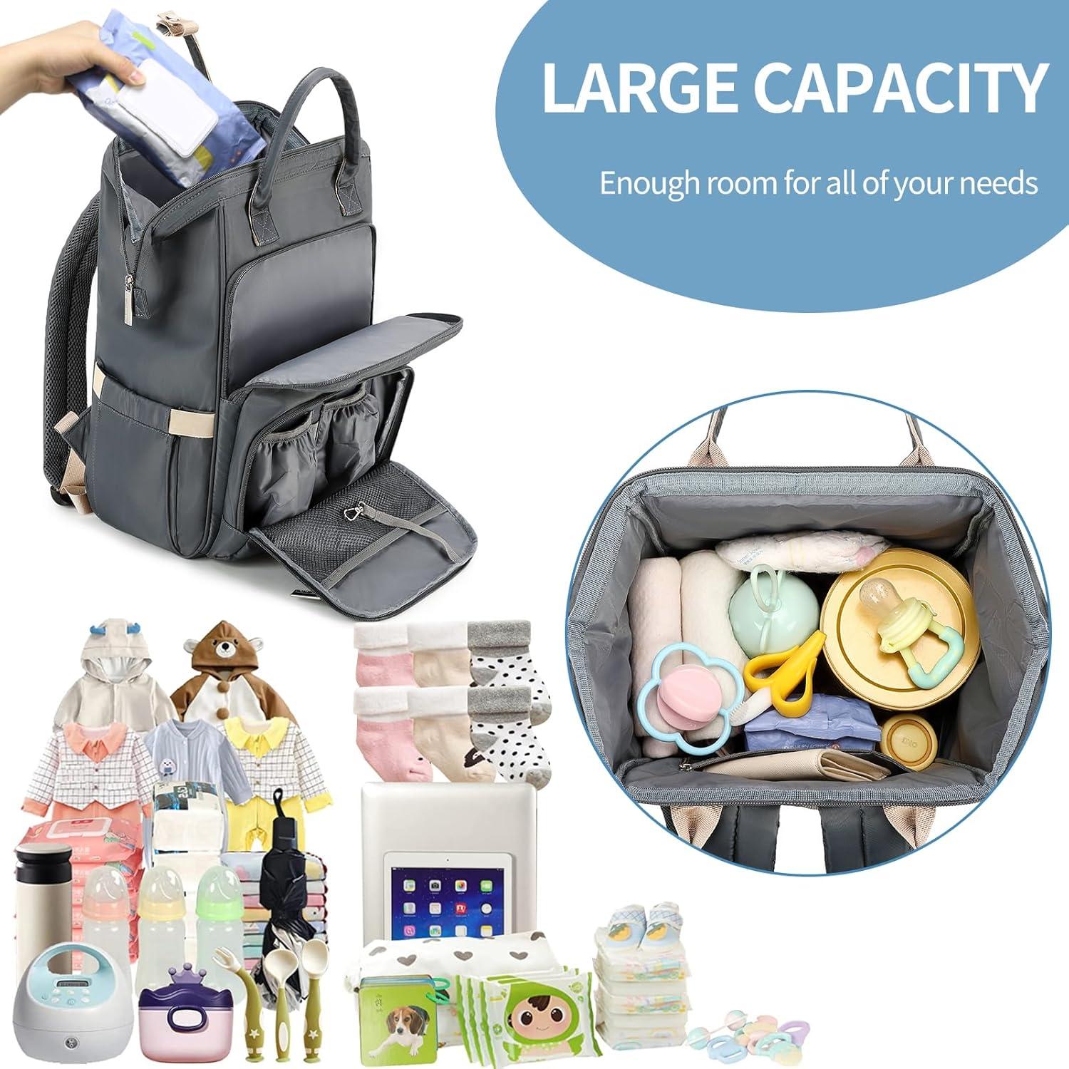 Großer Pomelo Baby Wickelrucksack mit Wickelunterlage & Kapazität