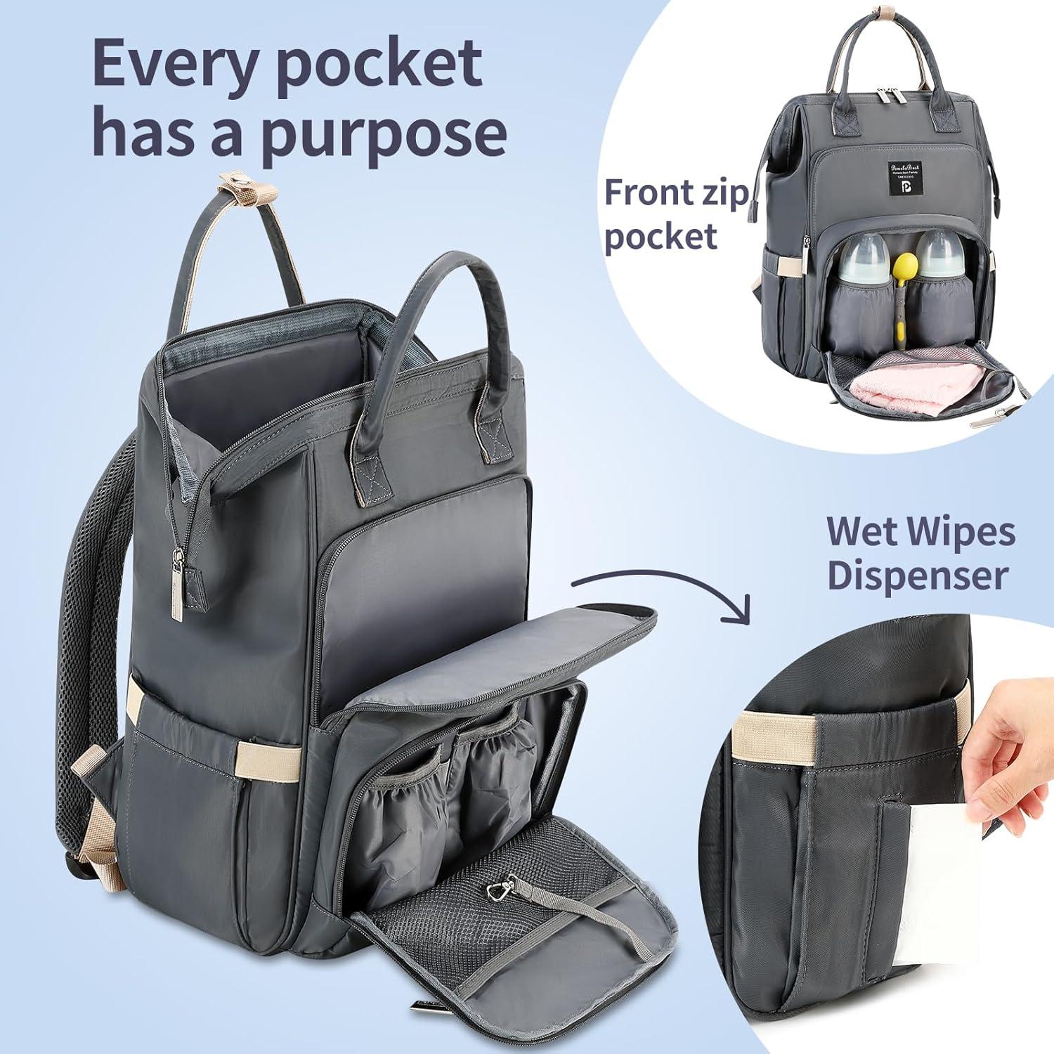 Wickelrucksack Baby Rucksack wasserdicht Große Kapazität mit Wickelunterlage