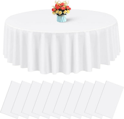 10er Packung Weiße Kunststoff Tischdecken für Runde Tische 152x152cm