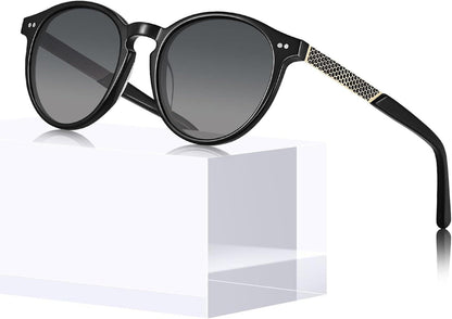 CARFIA Vintage Runde Sonnenbrille Damen Polarisiert UV-Schutz