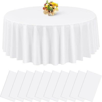 Weiß Einweg runde Tischdecken 213 x 213 cm - 10er Packung