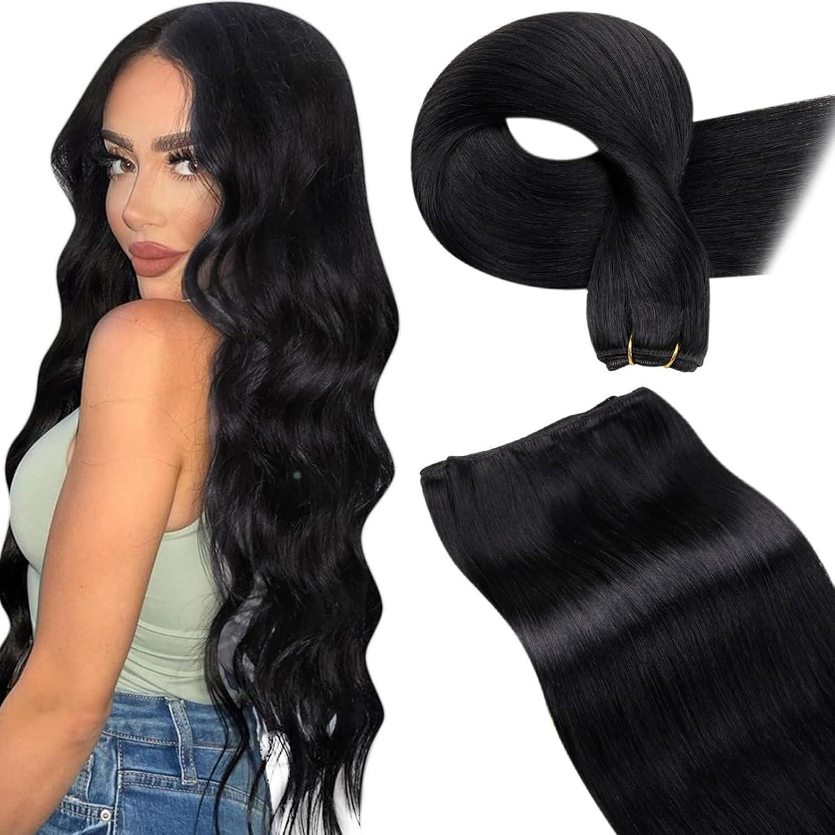 Echthaar Tressen 55cm – Haarverlängerung 100g Weft