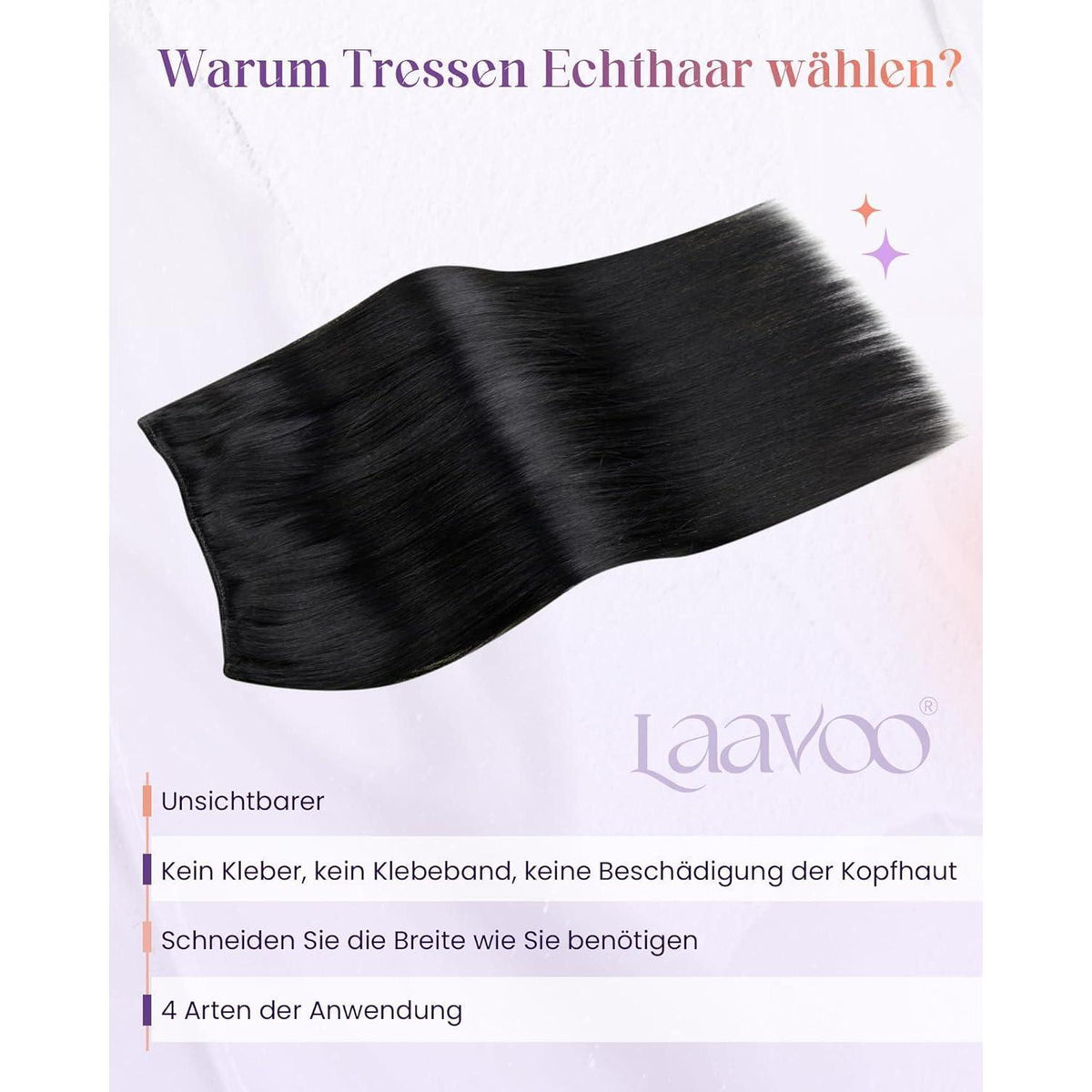 Echthaar Tressen 55cm – Haarverlängerung 100g Weft