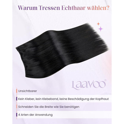 Echthaar Tressen 55cm – Haarverlängerung 100g Weft
